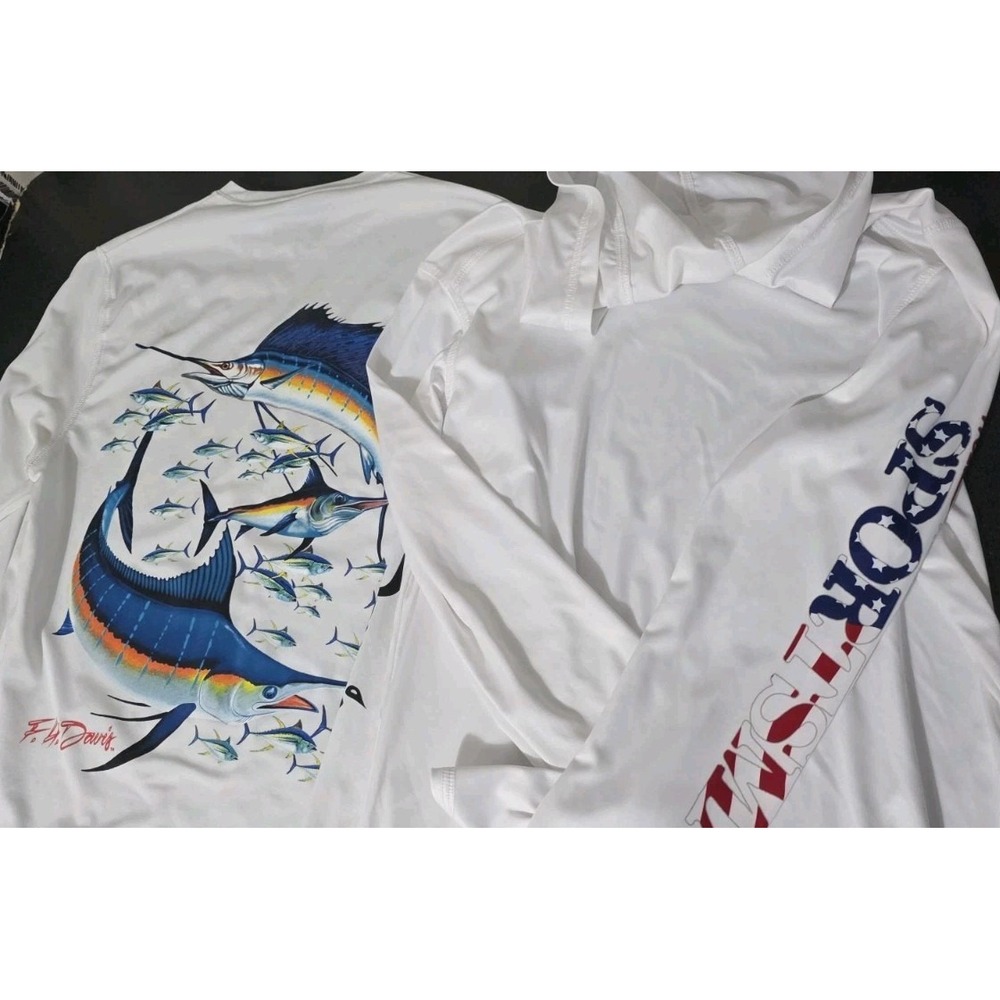 World Wide Sportsman Fishing Boat Ft. Davis Ocean Long Sleeve White Womans Sz S